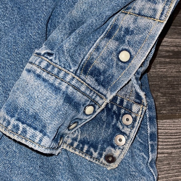 70s blue jean Pearl snap button Volkswagen bug shirt jacket - Picture 2 of 7